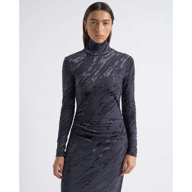 Cue Flocked Long Sleeve Midi Dress image number 3